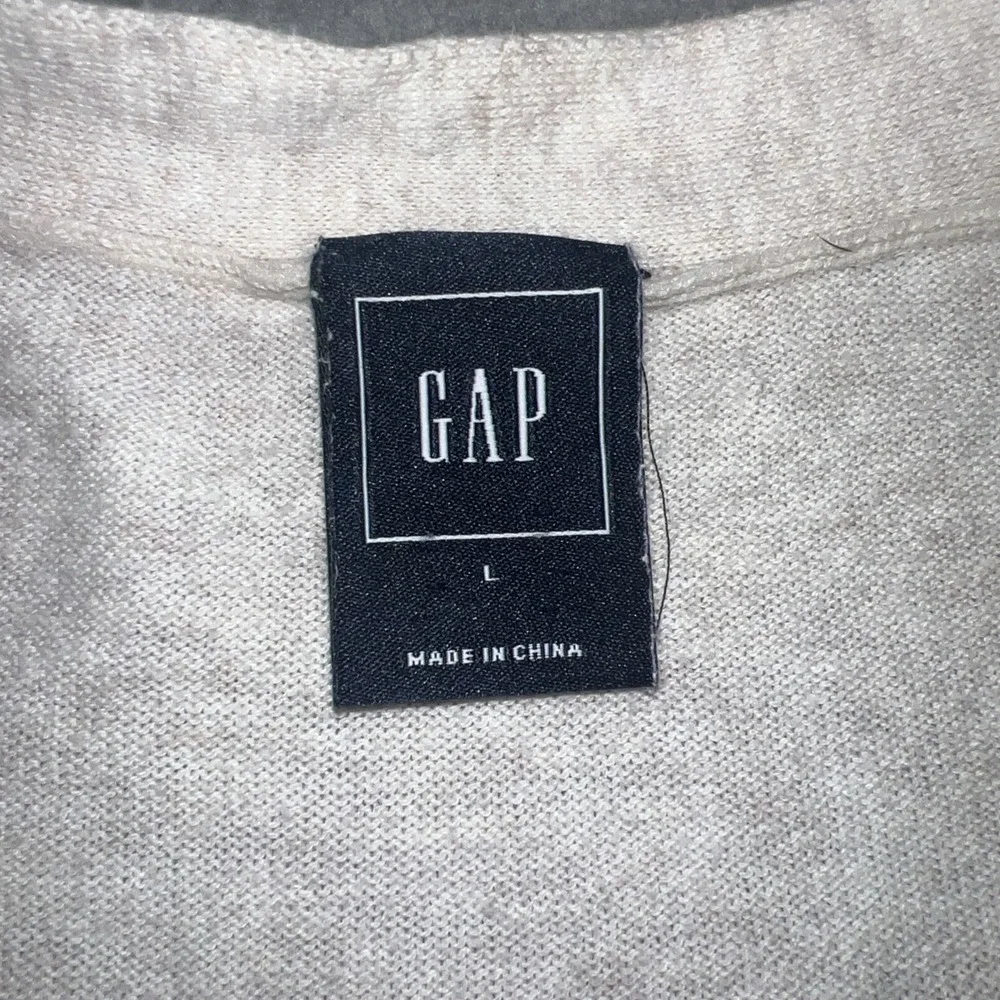 Gap Cardigan Sweater Women's Sz L Oatmeal Heather Button Front Pockets Academia